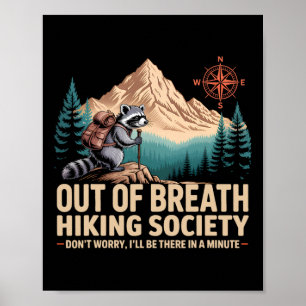 Poster Hors Respiration Randonnée Society Camping Raccoon