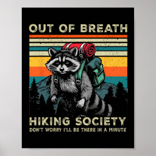 Poster Hors Respiration Société Raccoon Randonnée Vintag
