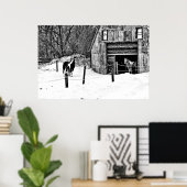 Poster Horse-Barn-BW (Bureau à domicile)