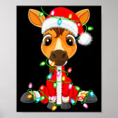 Poster Horse Christmas Lights Santa Costume Cute Animal X (Devant)