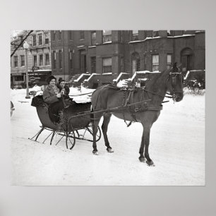 Poster Horse et Sleigh, 1935. Photo vintage