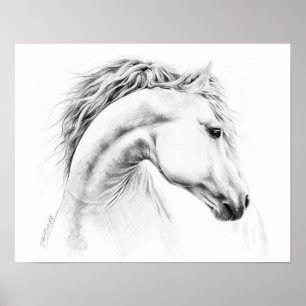 Poster Horse portrait Pencil drawing Equestrian art