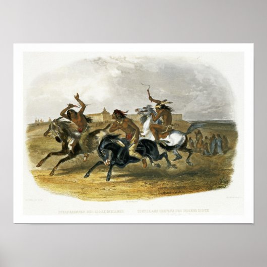 Poster Horse Racing of Sioux Indians near Fort Pierre, pl (Devant)