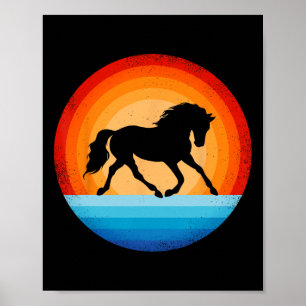 Poster Horse Retro Vintage Sunset Farm Horseback équitati