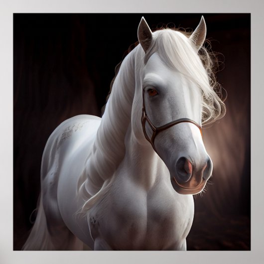 Poster horse white (Voorkant)