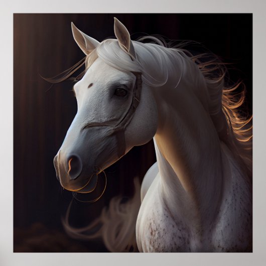 Poster horse white (Voorkant)