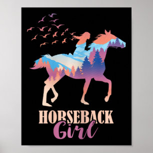 Poster Horseback Girl Horseback équitation Cheval Course