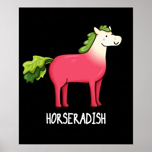Poster Horseradish Funny Horse Pun Dark BG (Devant)