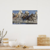 Poster Horses galloping in the water (Cuisine)