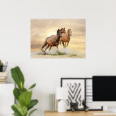 Poster Horses in sunset (Bureau à domicile)