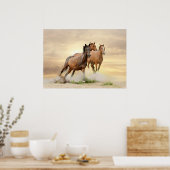 Poster Horses in sunset (Cuisine)