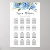 Poster Hortensia Bleu Eucalyptus 16 Tables PLAN DE TABLE (Devant)