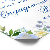 Poster Hortensia Bleu Panneau de fête de fiançailles flor (Coin)