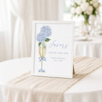 Hortensia Bleu, Table de Faveurs en Verre Doré