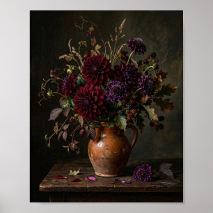 Poster Hortensia Dahlia Rouge Foncé Lunatique I