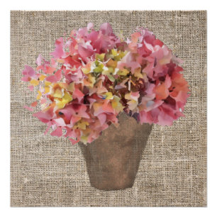 Poster Hortensia rustique en Vase Flowers sur toile