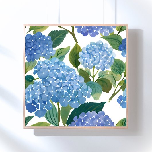 Poster Hortensias bleus | Beau buisson floral