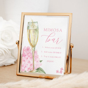 Poster Hortensias roses & Bar Mimosa en verre doré