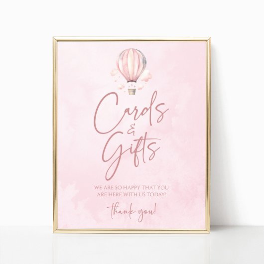 Poster Hot Air Balloon Baby Shower Cards and Gifts Sign