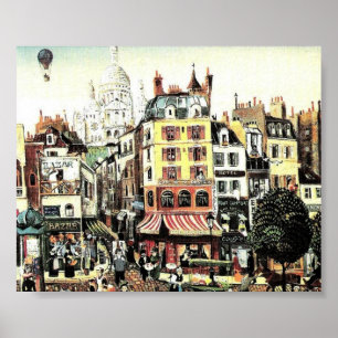 Poster Hot Air Balloon sur ville antique