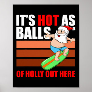 Poster Hot As Surfer Père Noël Noël Fête Noël En Juillet