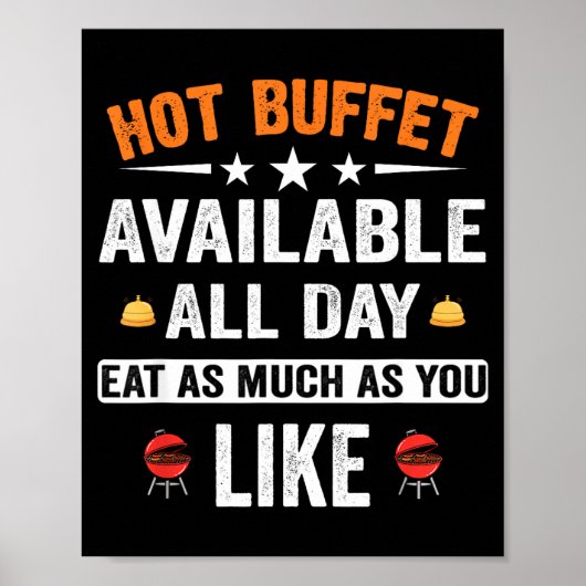 Poster Hot Buffet Available All Day Eat As Much As You Li (Devant)