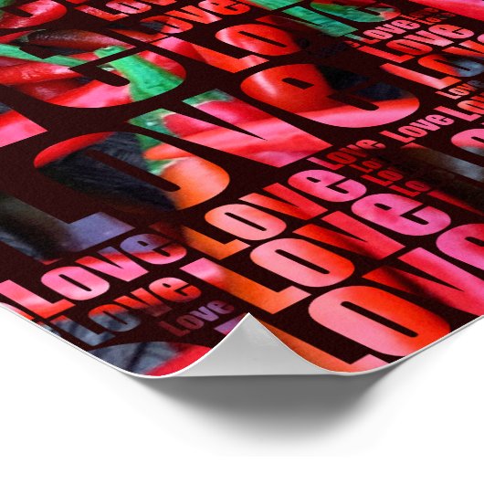 Poster Hot Chili Red Custom Image Love Typographie (Coin)
