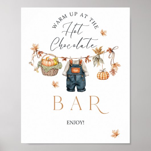 Poster Hot Choco Bar Citrouille Rustic Automne Baby showe (Devant)
