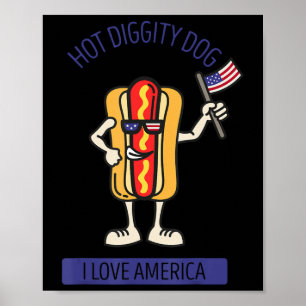 Poster Hot Diggity Chien Juillet 4Pique-nique Patriotique