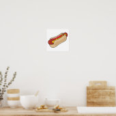 Poster hot dog en bun avec ketchup et graphique moutarde (Cuisine)