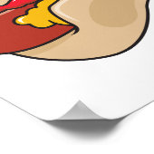 Poster hot dog en bun avec ketchup et graphique moutarde (Coin)