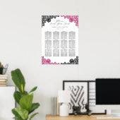 Poster Hot Pink and Black Wedding Seating Chart 12 (Bureau à domicile)