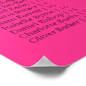 Poster Hot Pink Fuchsia Wedding Alphabetical Seating (Coin)