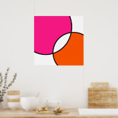 Poster Hot pink Orange White Circles (Cuisine)
