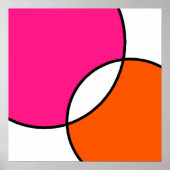 Poster Hot pink Orange White Circles (Devant)