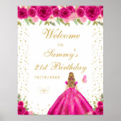 Poster Hot rose Blonde cheveux fille fête d'anniversaire  (Devant)