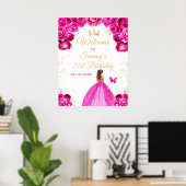 Poster Hot rose Brown cheveux princesse accueil Anniversa (Bureau à domicile)