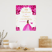 Poster Hot rose Brown cheveux princesse accueil Anniversa (Cuisine)