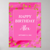 Poster Hot Rose Gold Parties scintillant Bonne Anniversai (Devant)