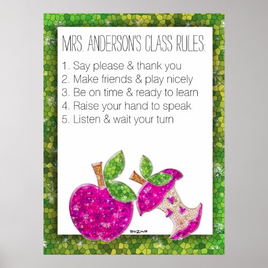 Poster Hot rose Parties scintillant Green Enseignants App (Devant)