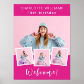 Poster Hot rose photo collage anniversaire fête bienvenue (Devant)