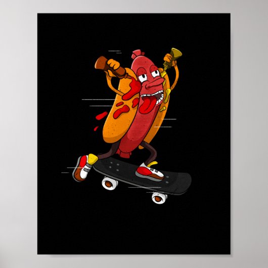Poster Hotdog Skater Funny Patinage Bratwurst (Devant)