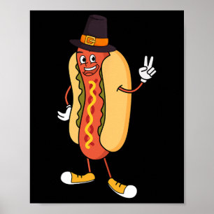 Poster Hotdog Thanksgiving Day Drôle Nourriture Automne F