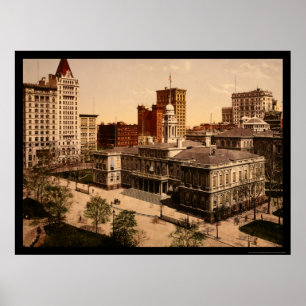 Poster Hôtel de ville à New York City 1900