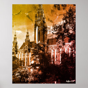 Poster Hôtel de ville de Rathaus à Vienne en Autriche vin