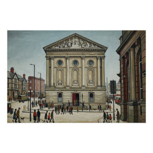 Poster Hôtel de ville de Todmorden dans le style Lowry