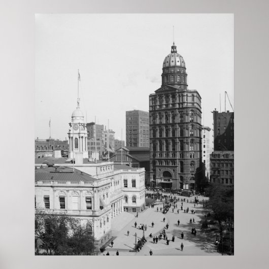Poster Hôtel de ville et bâtiment mondial (Devant)