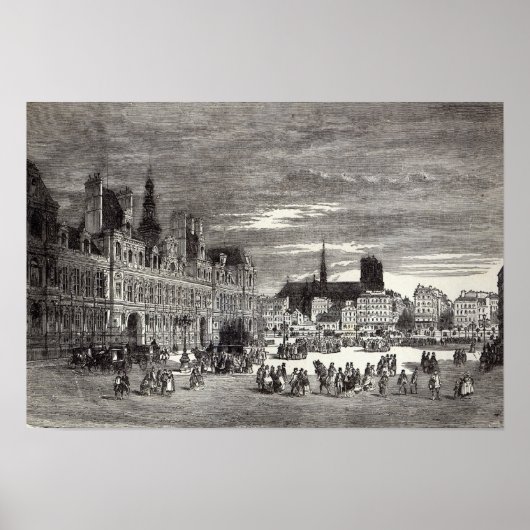 Poster Hôtel de Ville, Paris, 1847 (Devant)