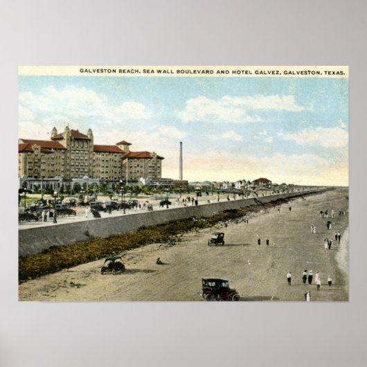 Poster Hotel Galvez, Galveston, Texas 1924 Vintage (Devant)