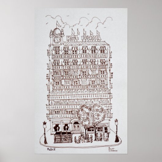 Poster Hotel Mediodia, Madrid, Espagne (Devant)